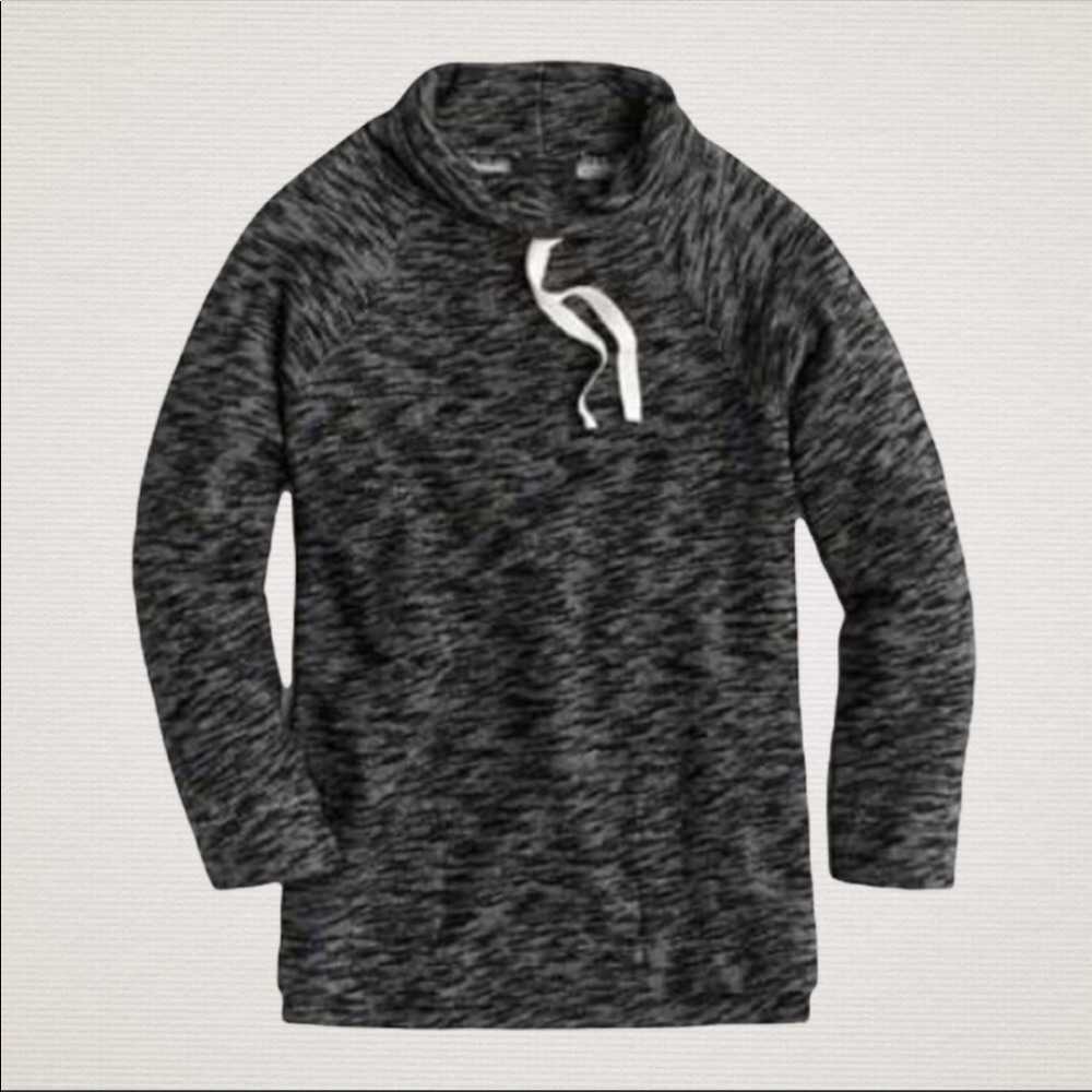 J.CREW Funnel Neck Oversized Black Grey Tunic Sweatshirt size XXS/XS